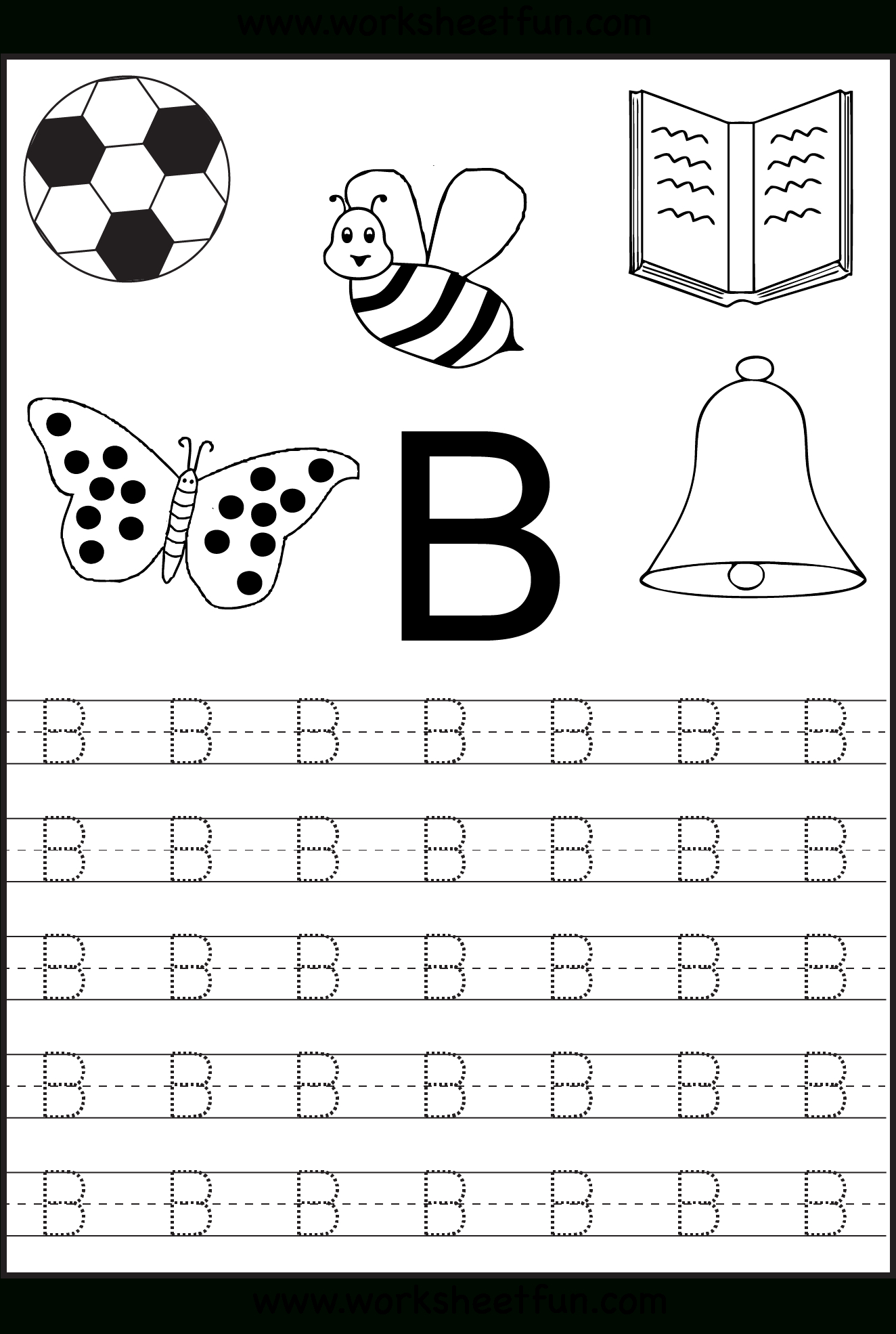 Free Printable Letter Tracing Worksheets For Kindergarten in Letter B Worksheets For Prek