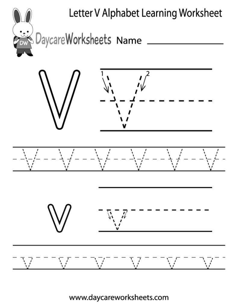 Free Printable Letter V Alphabet Learning Worksheet For With Regard To Alphabet Letter V Worksheets