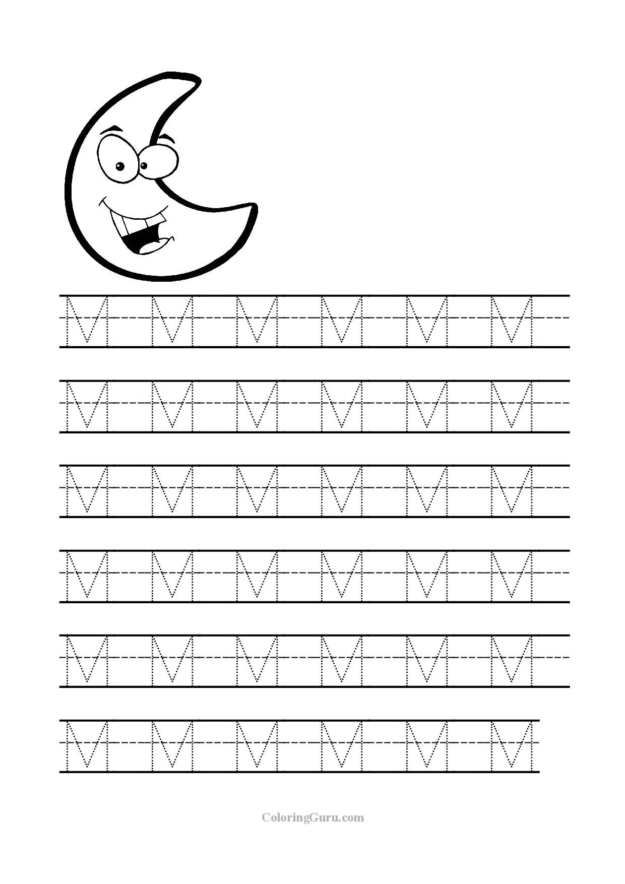 Free Printable Tracing Letter M Worksheets For Preschool for Preschool Alphabet M Worksheets