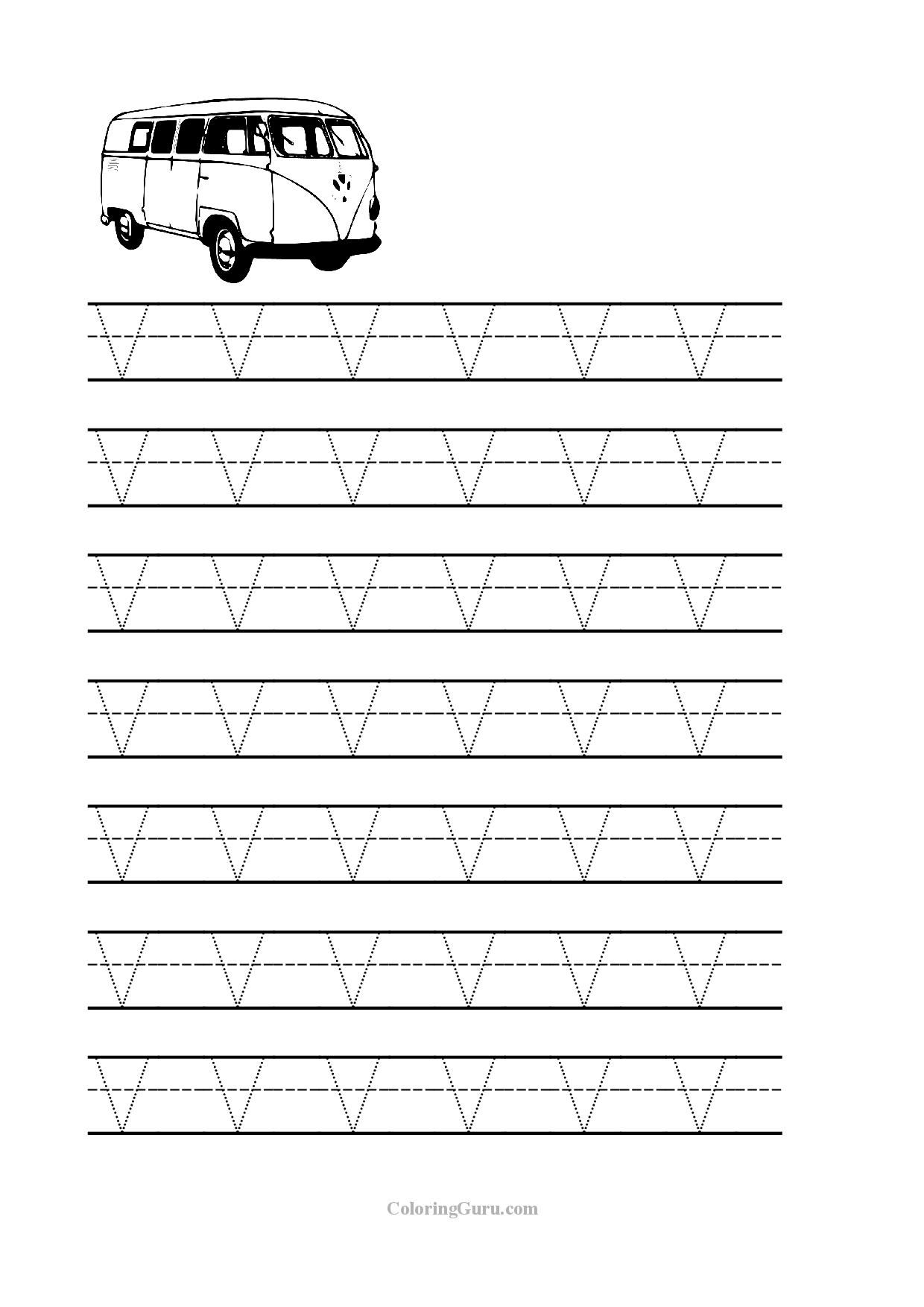 Free Printable Tracing Letter V Worksheets For Preschool for Letter V Worksheets Pre K