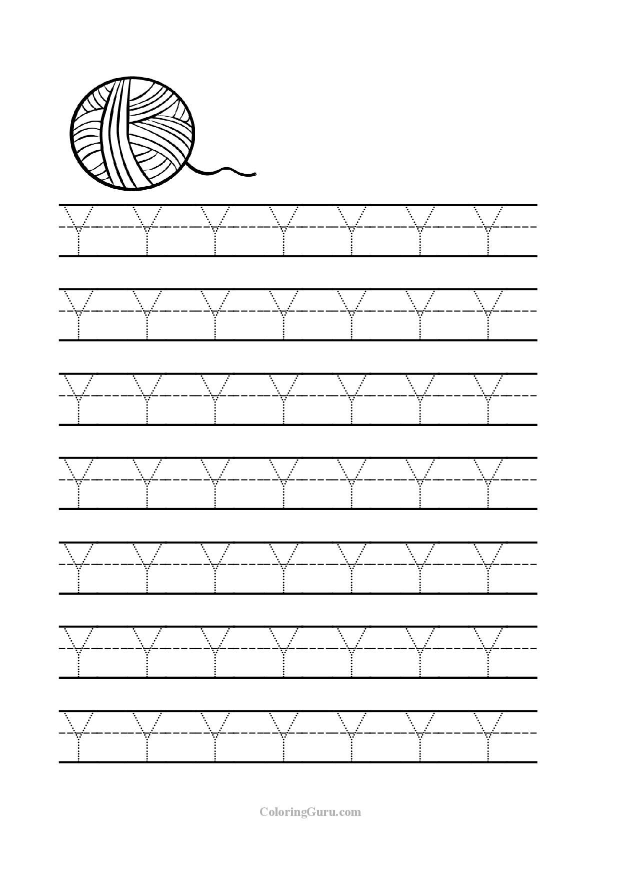 Free Printable Tracing Letter Y Worksheets For Preschool inside Letter Y Worksheets Free