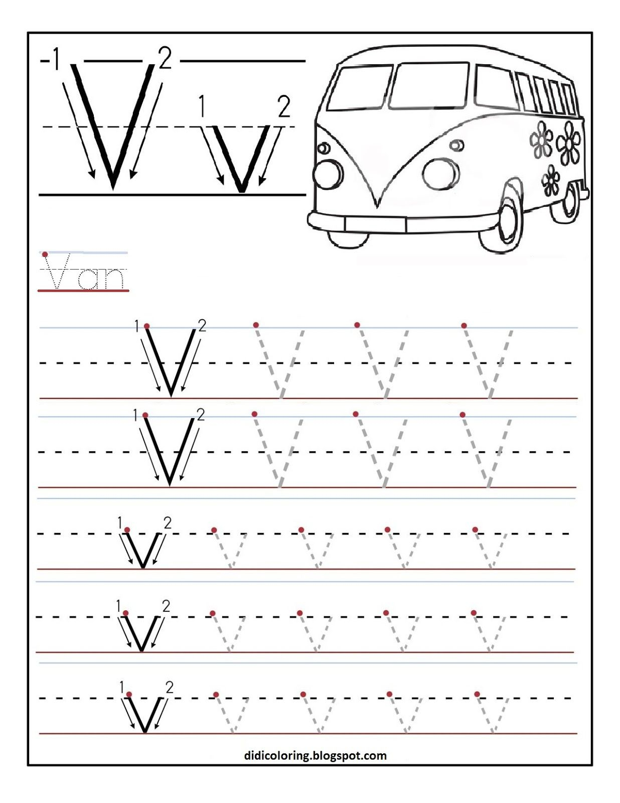 Free Printable Worksheet Letter V For Your Child To Learn throughout Alphabet Letter V Worksheets