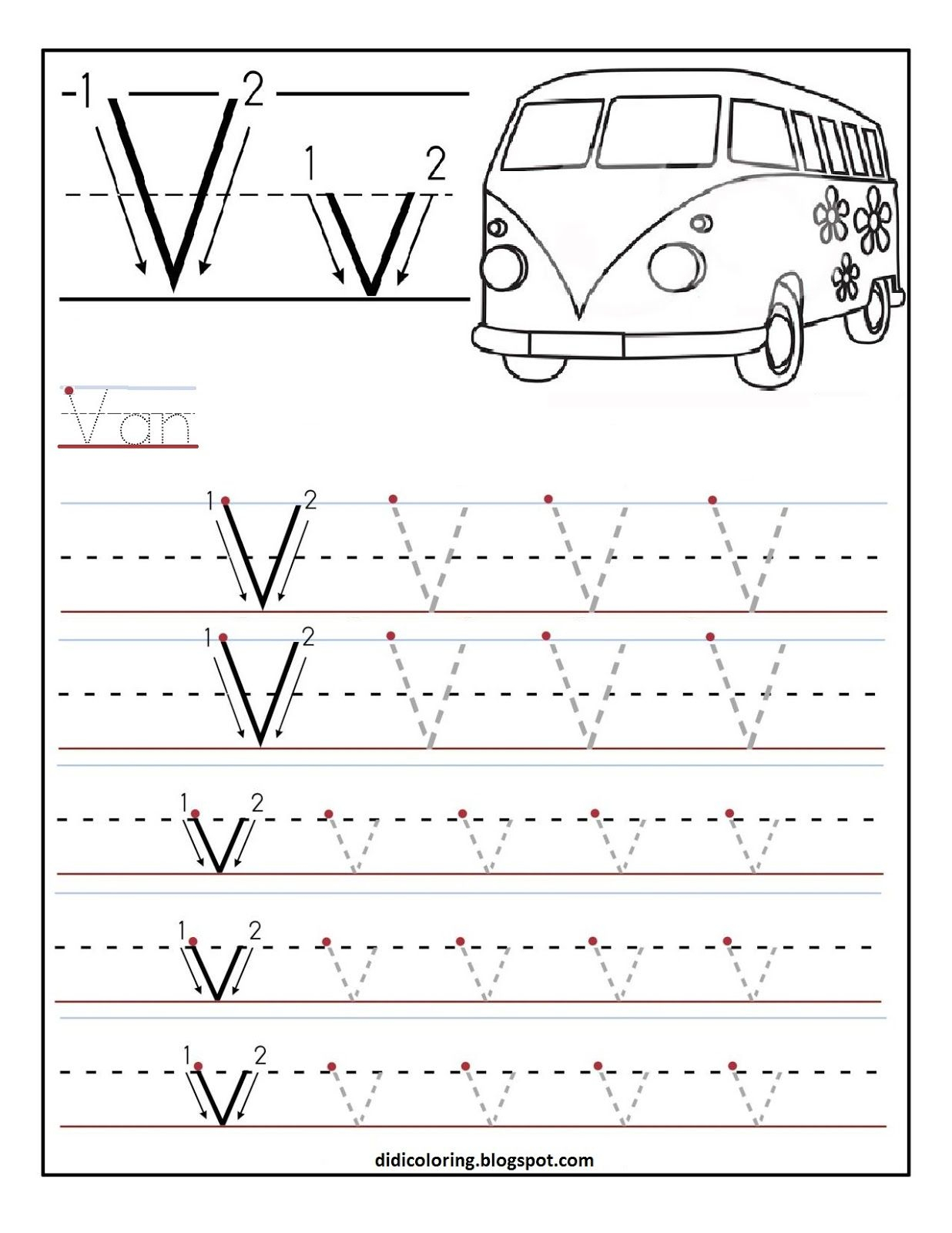 Letter V Worksheets Printable | AlphabetWorksheetsFree.com