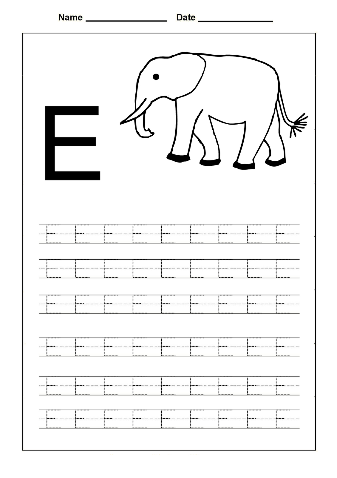 printable worksheets letter e