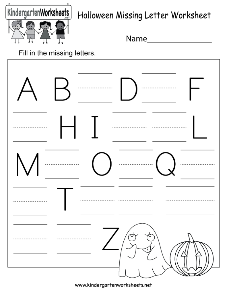 Halloween Missing Letter Worksheet   Free Kindergarten In Letter Worksheets Kindergarten