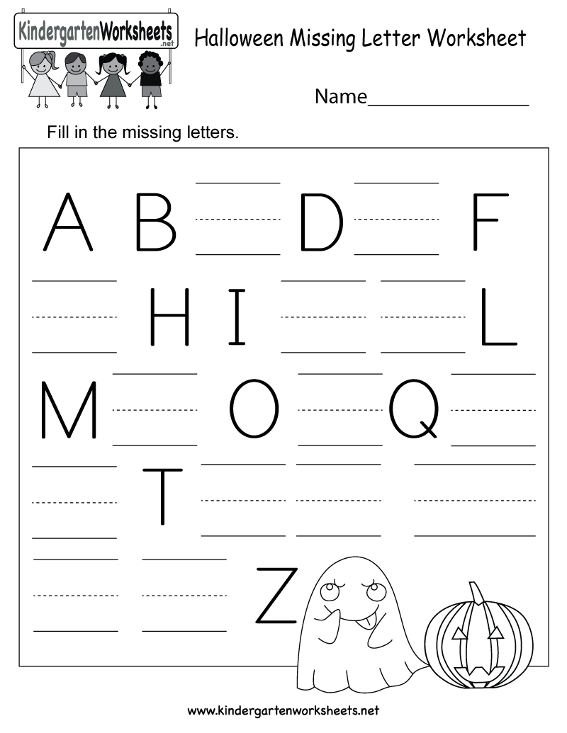 Halloween Missing Letter Worksheet - Free Kindergarten in Letter Worksheets Kindergarten