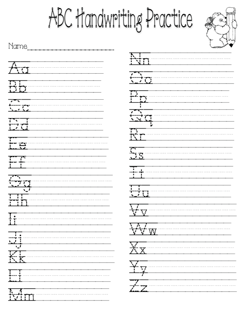 Alphabet Handwriting Worksheets A To Z Pdf