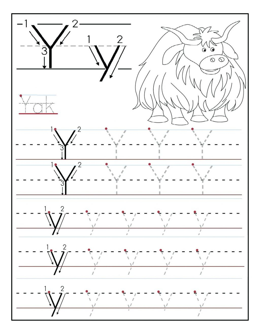 Kids Ksheets For Three Year Olds Letter Y Ksheet Alphabet intended for Letter Y Worksheets Free