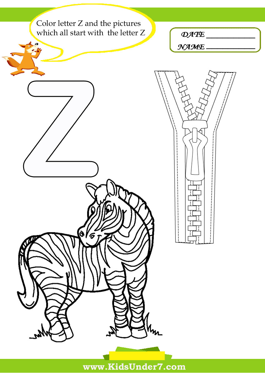 Kids Under 7: Letter Z Worksheets And Coloring Pages regarding Letter Z Worksheets For Toddlers