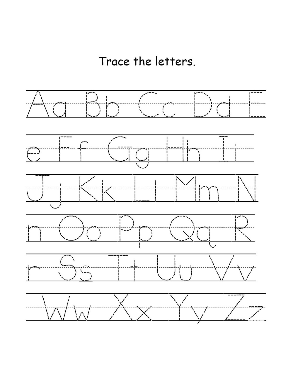 Kids Worksheets Az Printable Traceable Alphabet Z Activity in Alphabet Tracing Worksheets A-Z