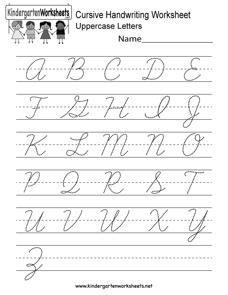 Kindergarten Cursive Handwriting Worksheet Printable in Alphabet Handwriting Worksheets A To Z Free Printables