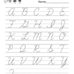 Kindergarten Cursive Handwriting Worksheet Printable Inside Alphabet Handwriting Worksheets For Kindergarten