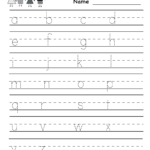 Kindergarten Dash Trace Handwriting Worksheet Printable Intended For Alphabet Worksheets Lowercase