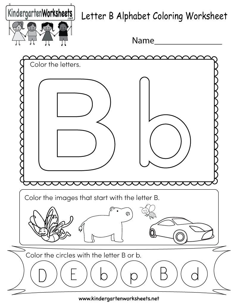 Kindergarten Letter B Coloring Worksheet Printable | English inside Letter B Worksheets For Preschool