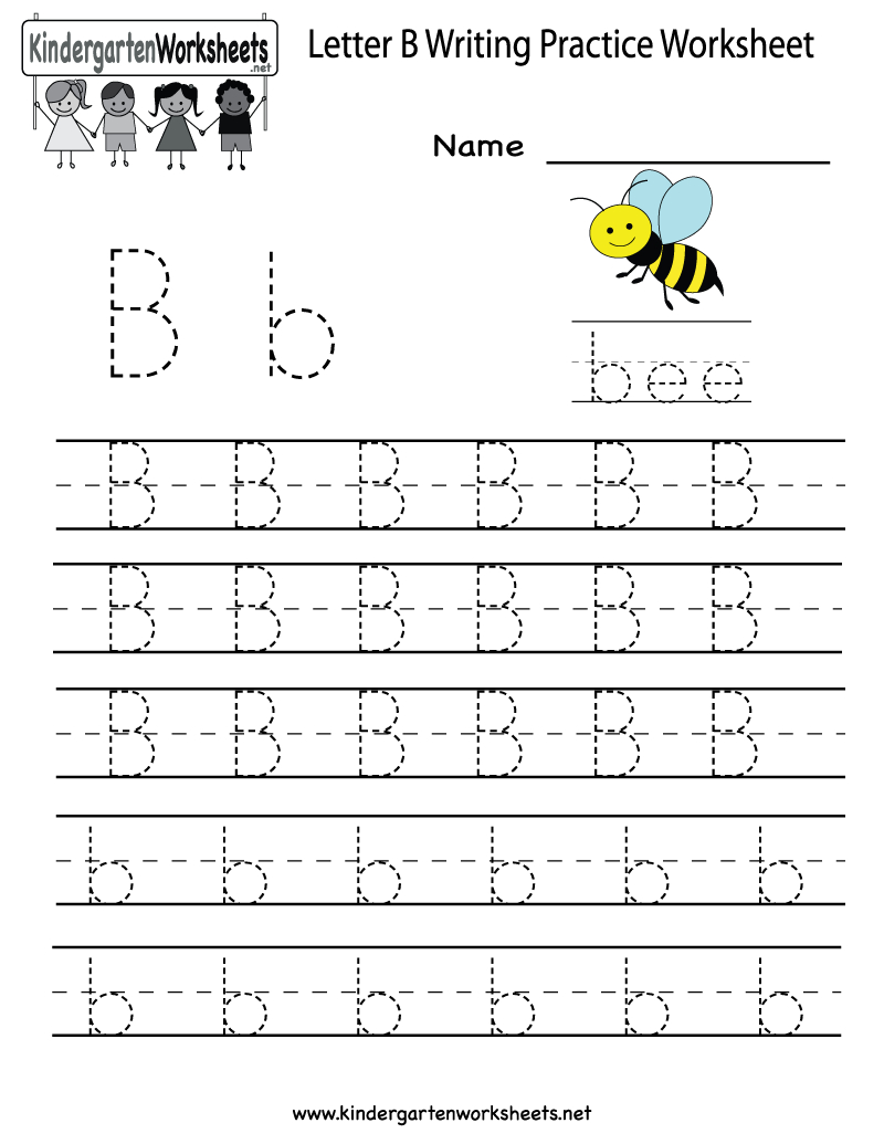 Kindergarten Letter B Writing Practice Worksheet Printable in Letter B Worksheets Printable