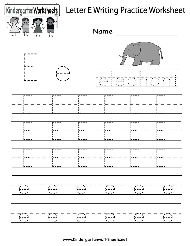 Kindergarten Letter E Writing Practice Worksheet Printable regarding Letter E Worksheets Free