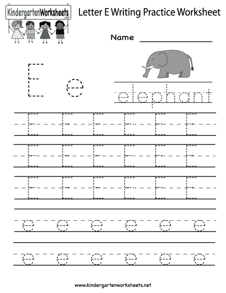 Kindergarten Letter E Writing Practice Worksheet Printable With Letter E Worksheets For Preschool