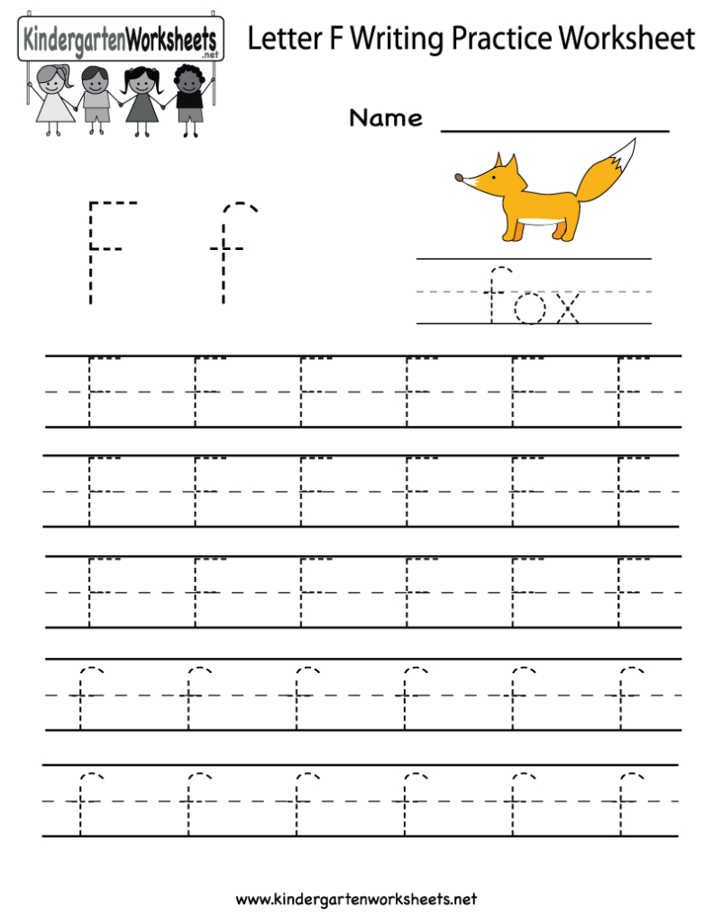 Kindergarten Letter F Writing Practice Worksheet Printable For Letter F Worksheets Pinterest