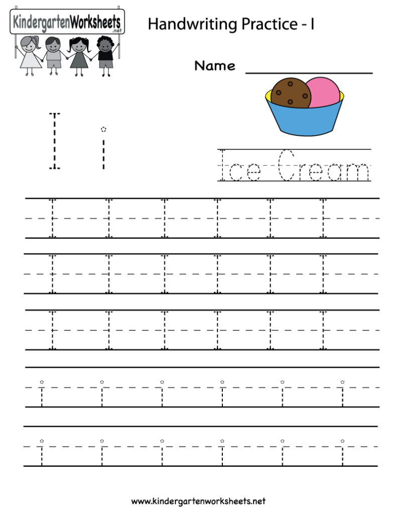 Kindergarten Letter I Writing Practice Worksheet Printable In I Letter Worksheets