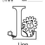 Kindergarten Letter L Coloring Worksheet Printable | English For Letter L Worksheets For Pre K