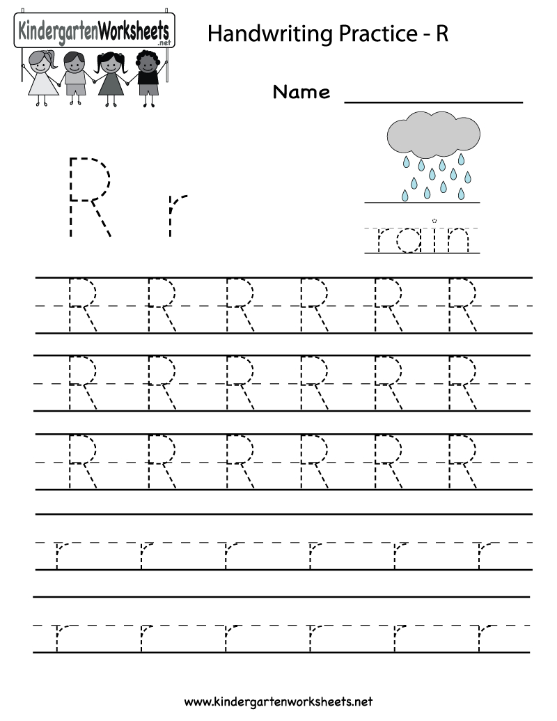 Kindergarten Letter R Writing Practice Worksheet Printable inside Grade R Alphabet Worksheets Pdf