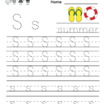 Kindergarten Letter S Writing Practice Worksheet Printable In Alphabet Worksheets Handwriting