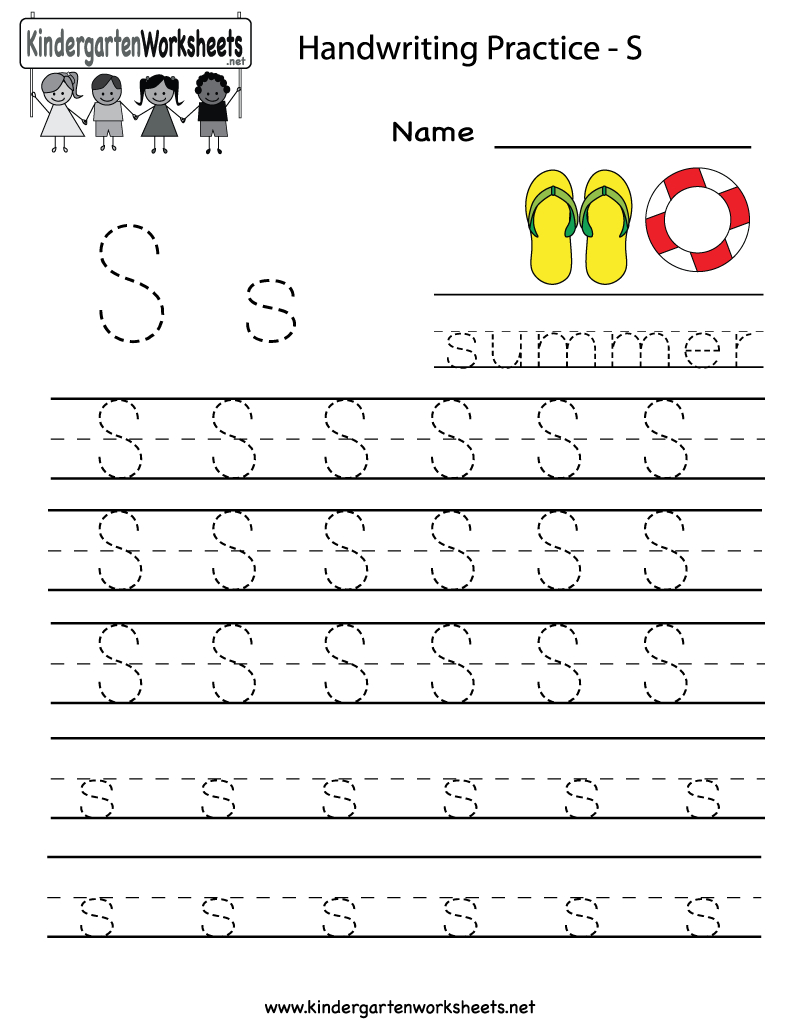 Kindergarten Letter S Writing Practice Worksheet Printable inside Alphabet S Worksheets