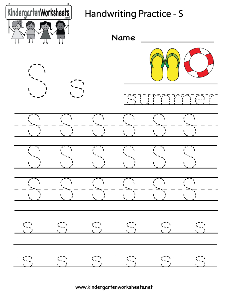 Kindergarten Letter S Writing Practice Worksheet Printable regarding Letter S Worksheets