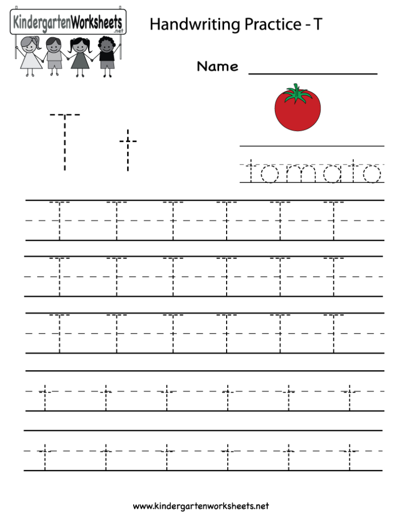 Kindergarten Letter T Writing Practice Worksheet Printable Throughout Letter T Worksheets Printable