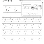 Kindergarten Letter V Writing Practice Worksheet Printable Pertaining To Letter V Worksheets Printable