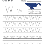 Kindergarten Letter W Writing Practice Worksheet Printable For Alphabet Worksheets W