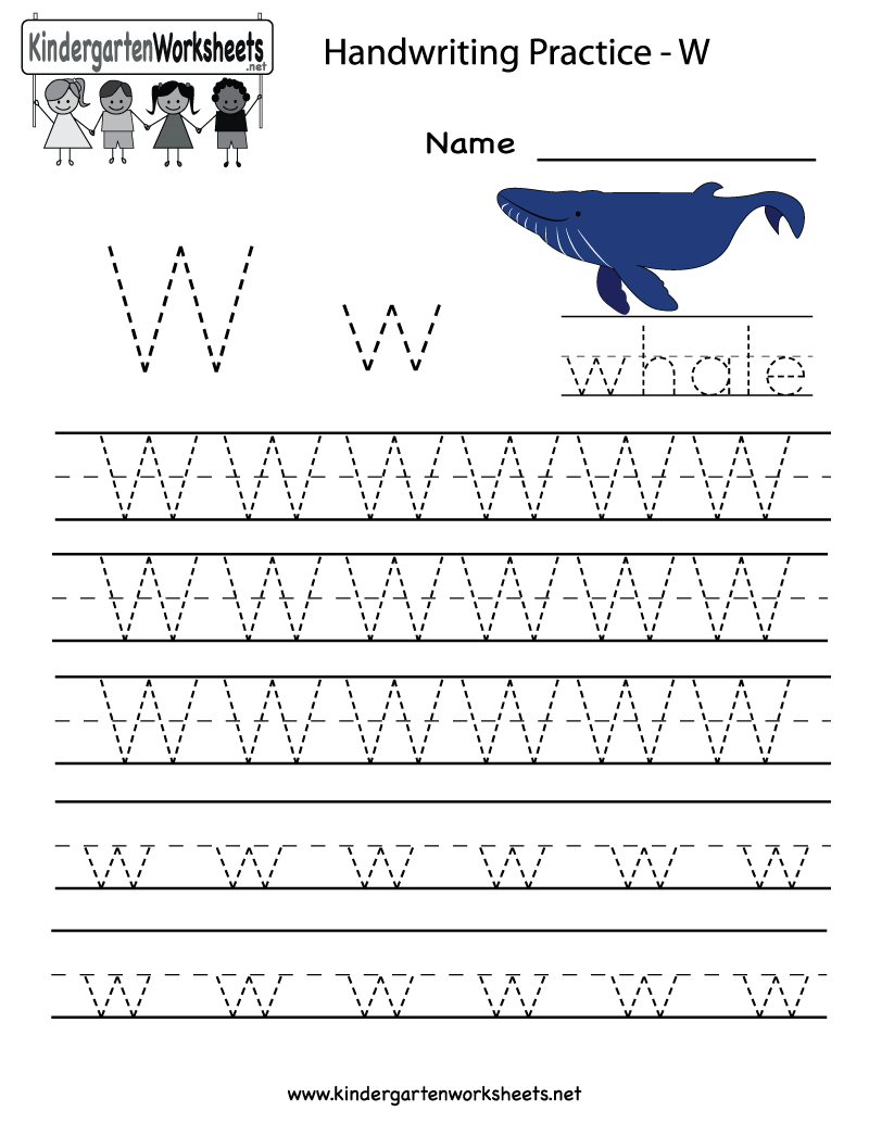 Kindergarten Letter W Writing Practice Worksheet Printable for Alphabet Worksheets W
