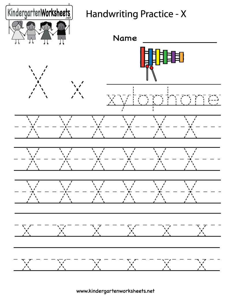 Kindergarten Letter X Writing Practice Worksheet Printable pertaining to Letter X Worksheets Printable