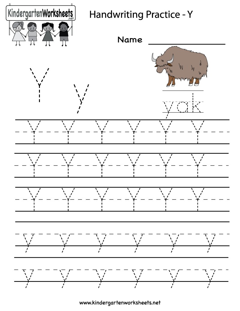 Kindergarten Letter Y Writing Practice Worksheet Printable regarding Letter Y Worksheets Free