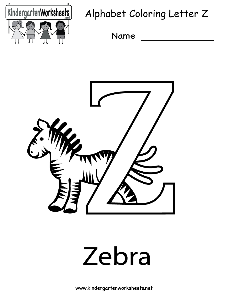Kindergarten Letter Z Coloring Worksheet Printable | English with Letter Z Worksheets For Toddlers