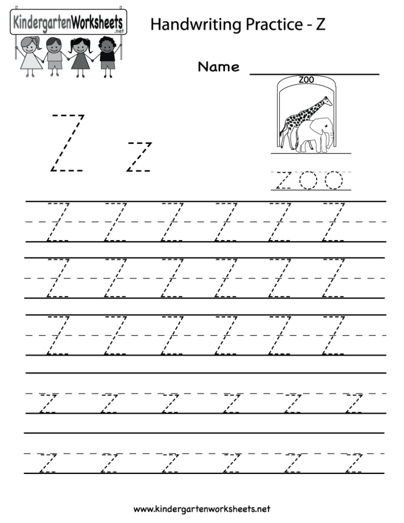 Kindergarten Letter Z Writing Practice Worksheet Printable Pertaining To Letter Z Worksheets