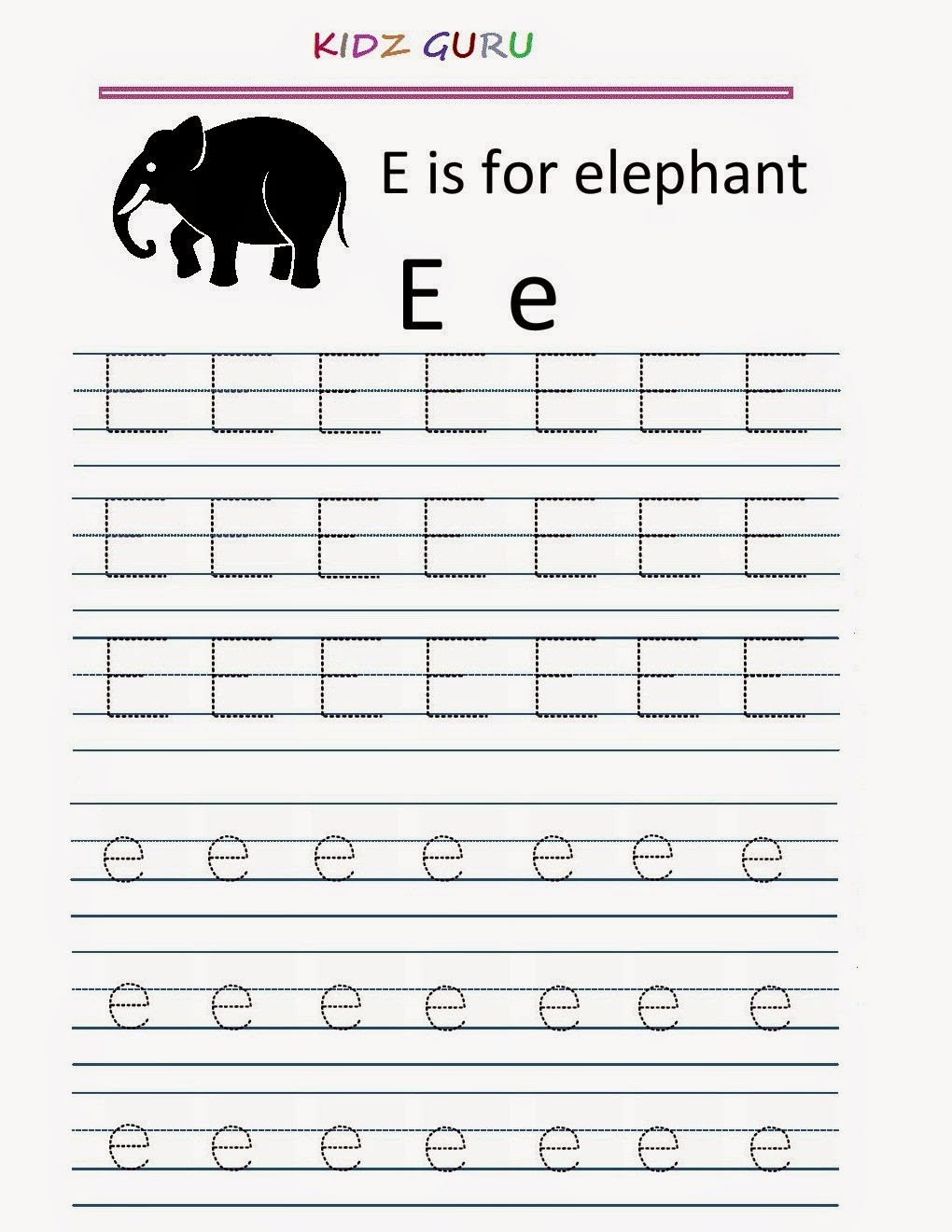 Alphabet Tracing Worksheets E | AlphabetWorksheetsFree.com