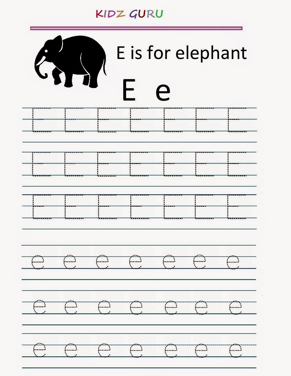 Kindergarten Worksheets: Printable Tracing Worksheet pertaining to Alphabet Tracing Worksheets E