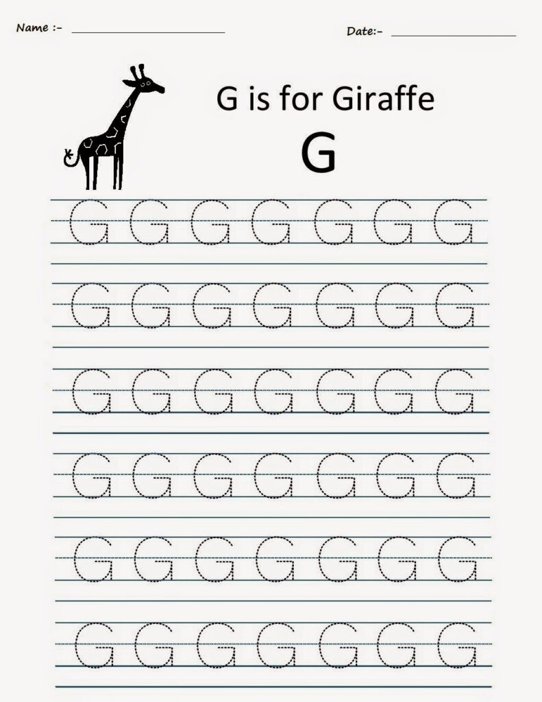 Kindergarten Worksheets: Printable Tracing Worksheets Pertaining To Alphabet G Worksheets