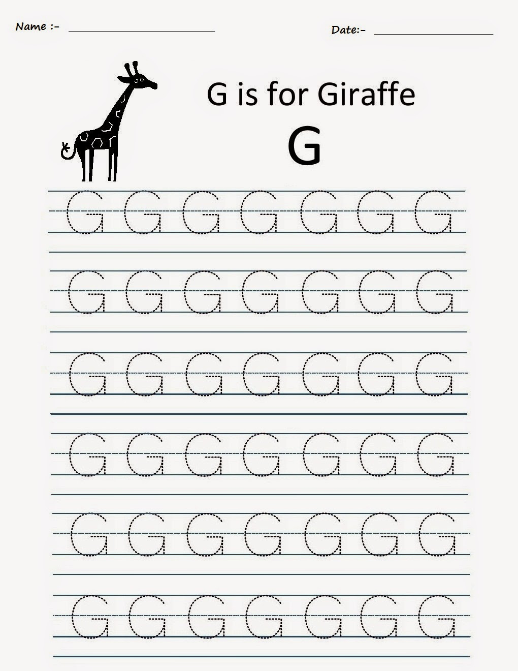 Kindergarten Worksheets: Printable Tracing Worksheets pertaining to Alphabet G Worksheets