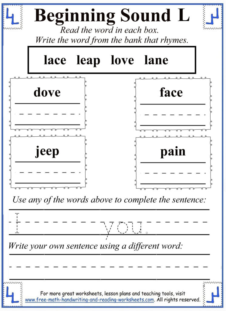 L Letter Worksheets In Letter L Worksheets For First Grade