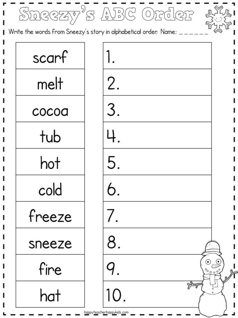 Learning And Worksheets Printable Free Kids Alphabetical Intended For Alphabet Order Worksheets Free