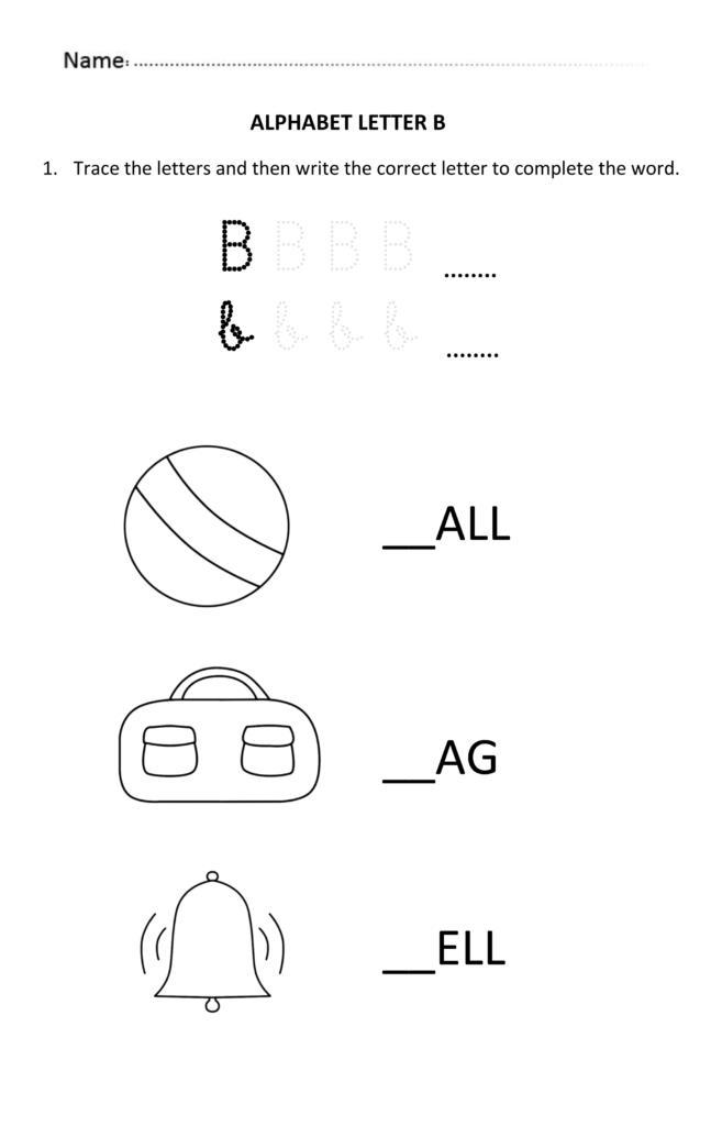 Learning And Writing Letter B For 5 And 6 Year Old Students Regarding Letter B Worksheets For 2 Year Olds