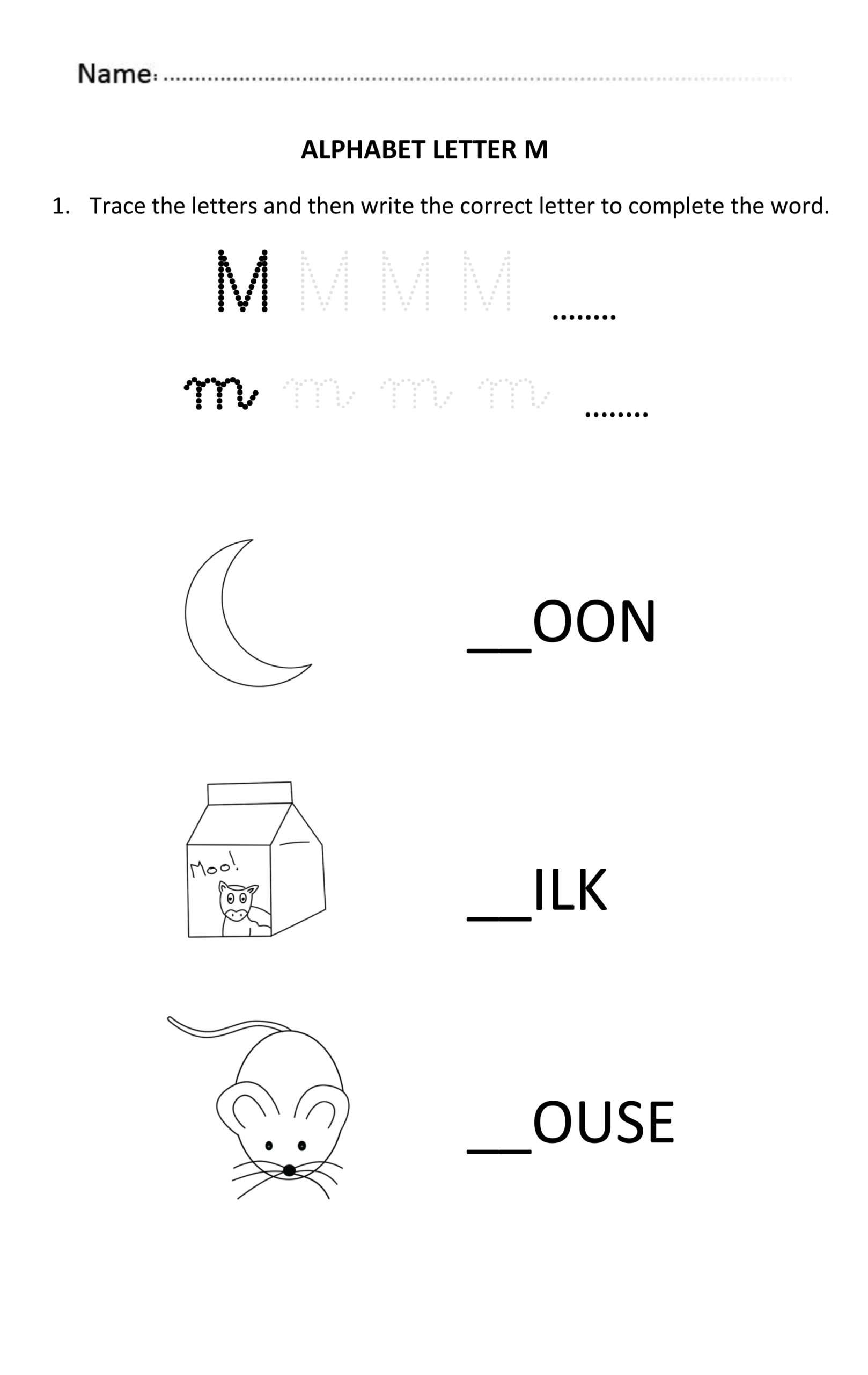 Learning And Writing Letter M For 5 And 6 Years Old Students intended for 5 Year Old Alphabet Worksheets