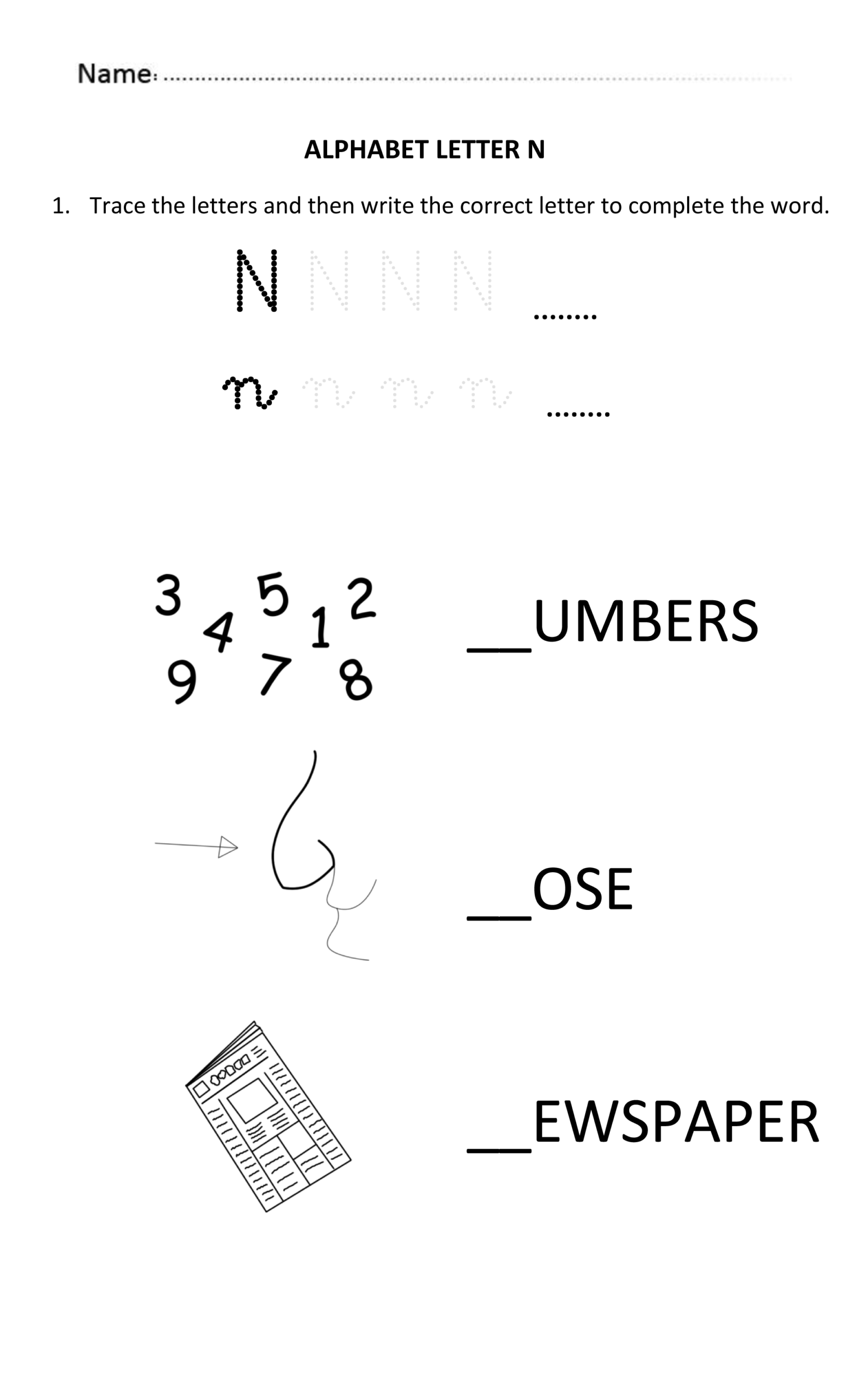 Learning And Writing Letter N For 5 And 6 Years Old Students within 5 Year Old Alphabet Worksheets