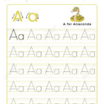 Letter A Alphabet Tracing Book With Example And Funny Anaconda.. For Letter A Alphabet Worksheets