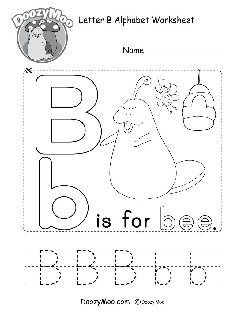 Letter B Alphabet Activity Worksheet - Doozy Moo throughout Alphabet Worksheets Letter B