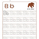 Letter B Alphabet Tracing Book With Example And Funny Bear Cartoon Inside Alphabet Tracing Worksheets B