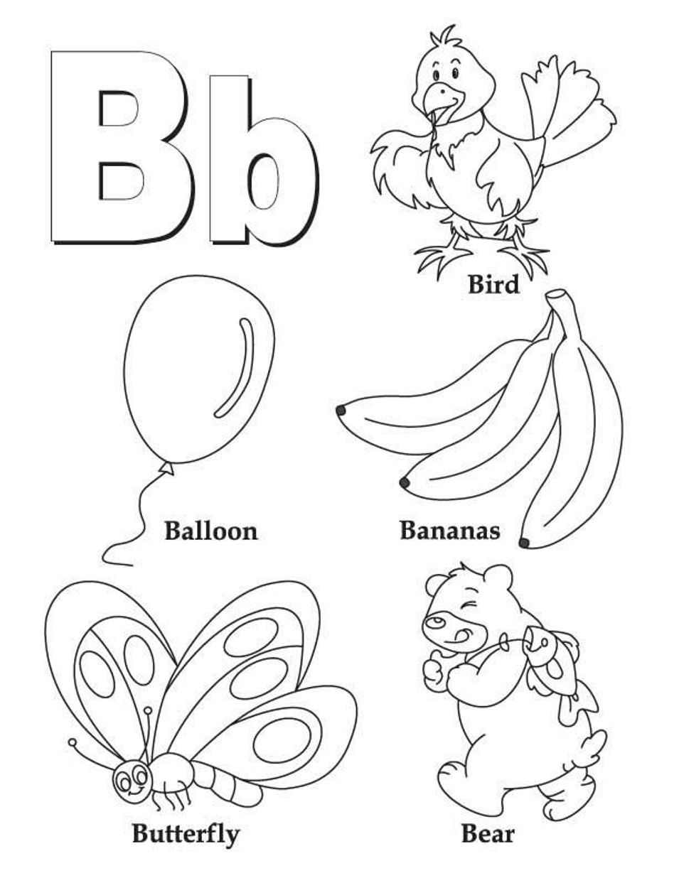 Letter B Coloring Pages - Preschool And Kindergarten within Letter B Worksheets Printable