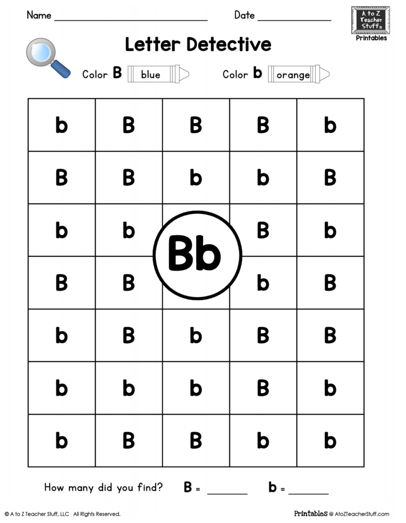 Letter B: Letter Detective Uppercase & Lowercase Visual Pertaining To Letter B Worksheets For First Grade